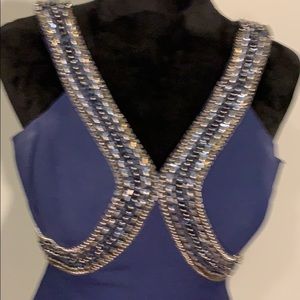 Blue crisscross beaded strap formal 100%Polyester
